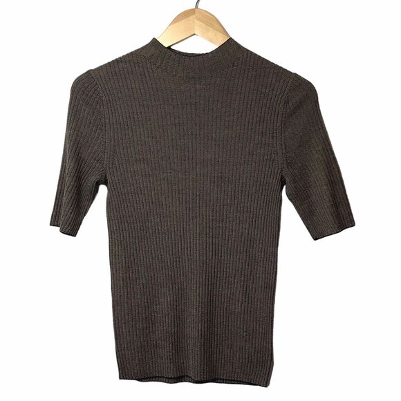 Leenda Mock Neck Sweater in Regal Wool Deep Navy/dark‎ Beige Med - Picture 1 of 13